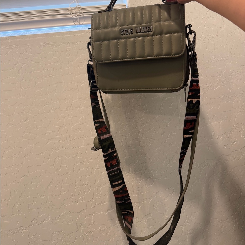 Steve Madden Quilted Olive Crossbody Bag